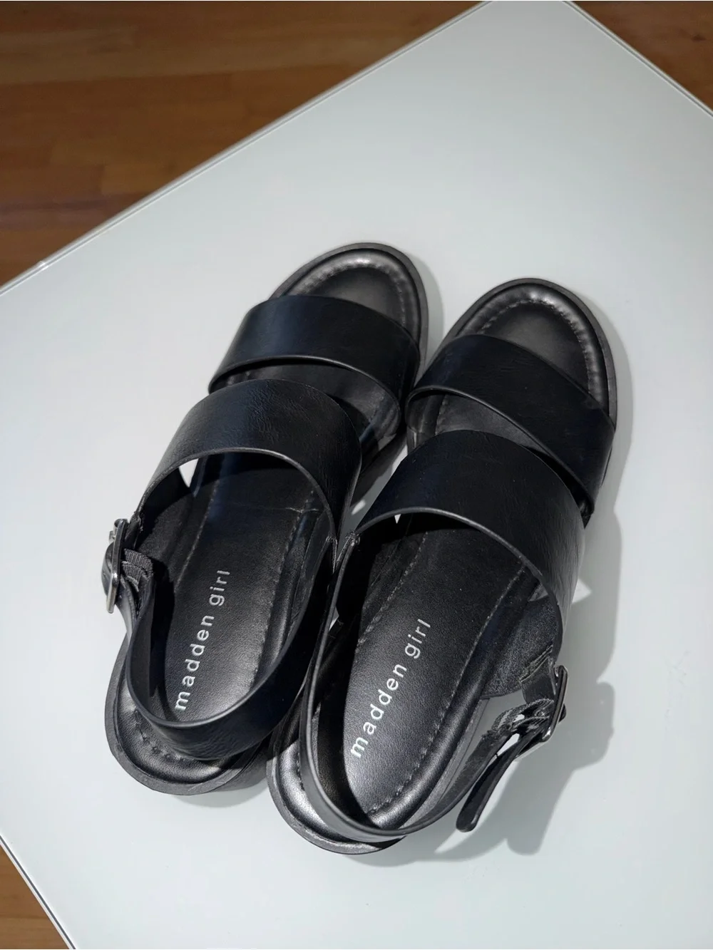 Madden Girl Black Chunky Platform Slingback Sandals
